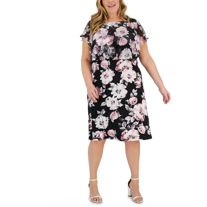 Statement DressConnected Apparel Womens Plus Floral Print  Midi Dress