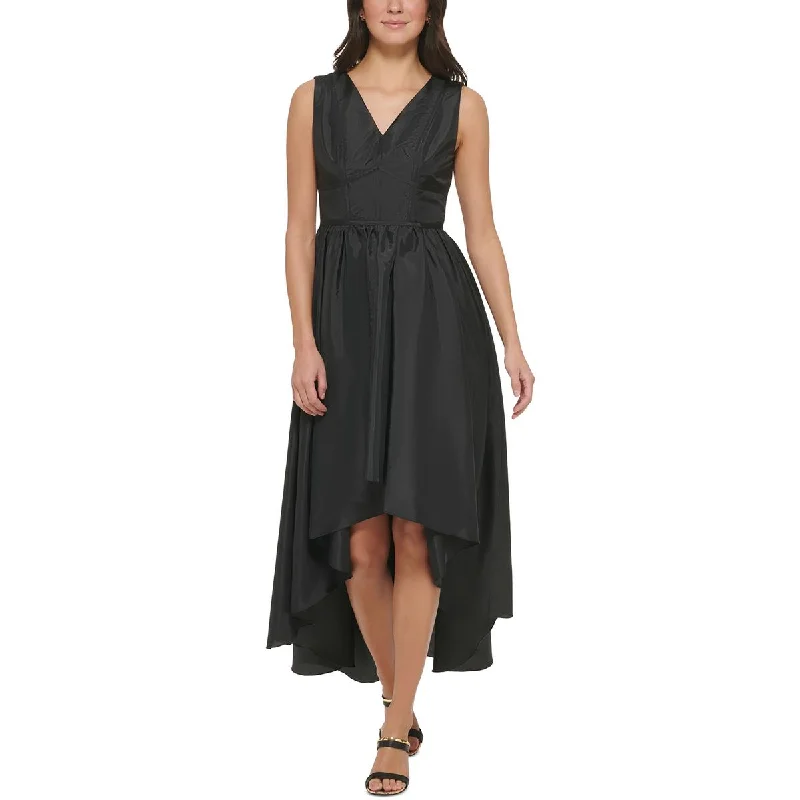 Laced-Up DressDKNY Womens V Neck Tea Length Midi Dress