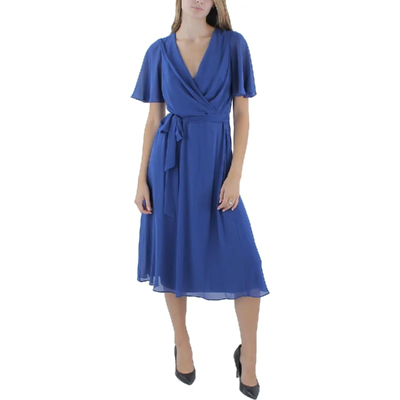 Chiffon DressLauren Ralph Lauren Womens Midi Gathered Wrap Dress