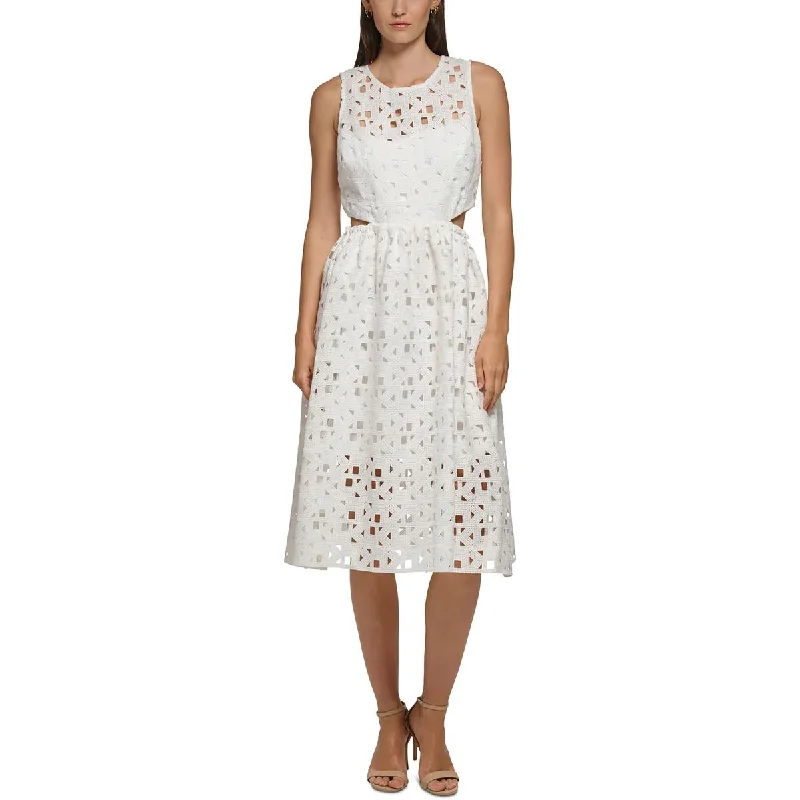 women's sustainable dressesKarl Lagerfeld Paris Womens Lace Sleeveless Midi Dress