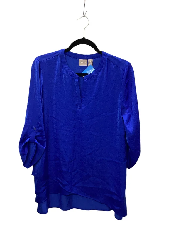 women's tops with flutter sleevesTop Long Sleeve By Chicos In Blue, Size: M