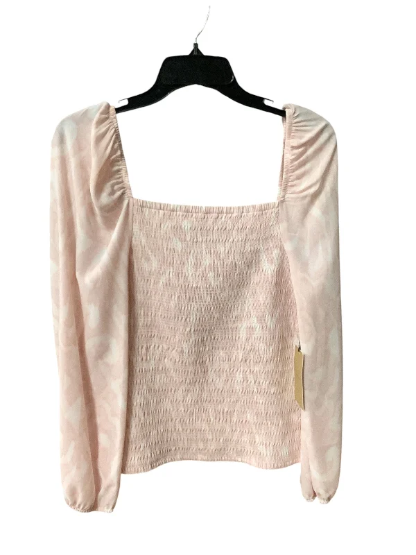 women's tops for cozy nights inTop Long Sleeve By Halogen In Pink, Size: M