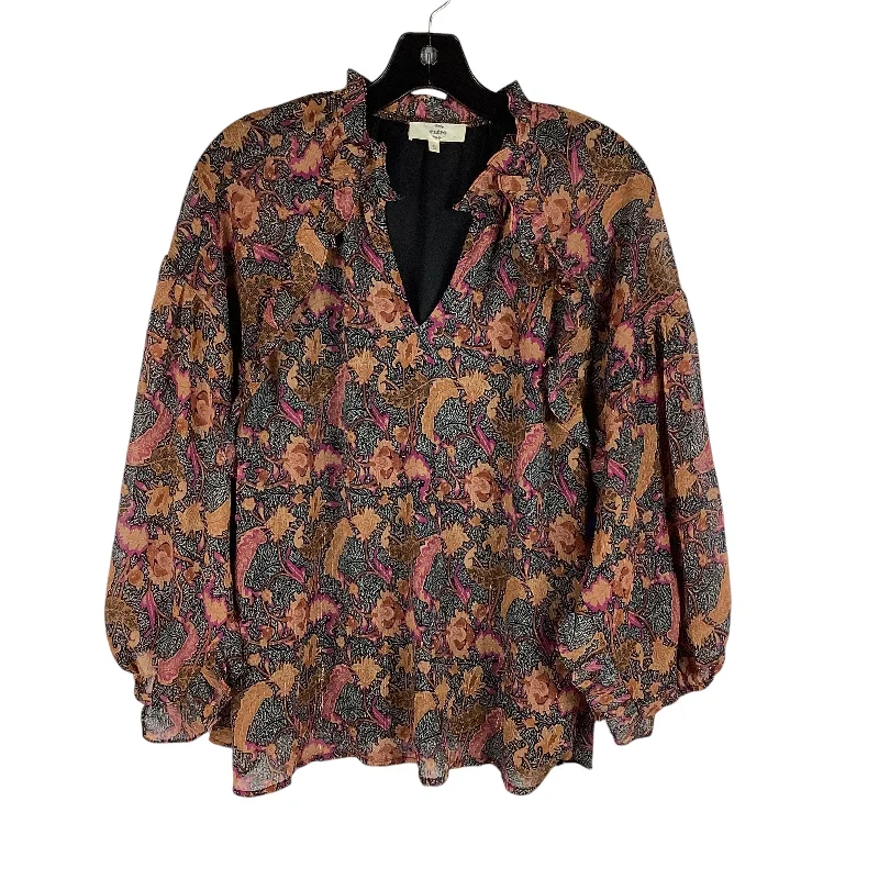 women's tops for those who want to add a personal touch to their wardrobe with unique and one-of-a-kind piecesTop Long Sleeve By Entro In Paisley Print, Size: S