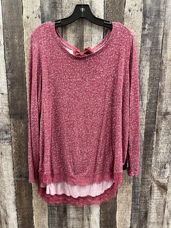 satin women's topsTop Long Sleeve By Lc Lauren Conrad In Polkadot Pattern, Size: Xl