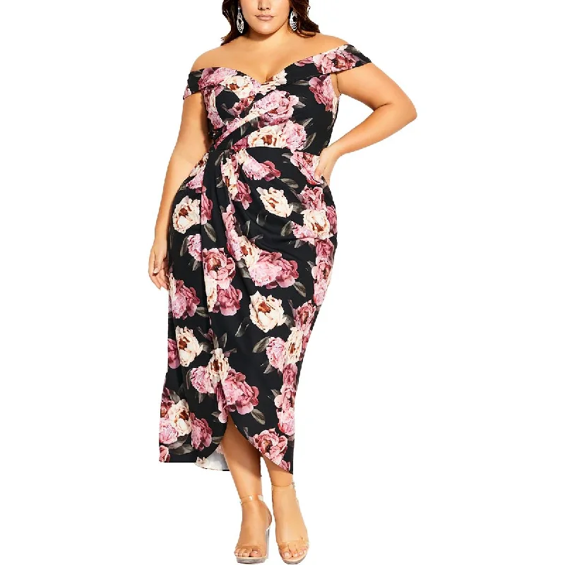 women's ruffle dressesCity Chic Womens Floral Print  Midi Dress