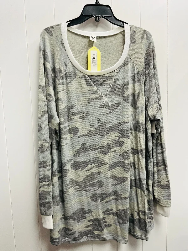 cozy women's tops for fall and winterTop Long Sleeve By Sew In Love In Camouflage Print, Size: 3x