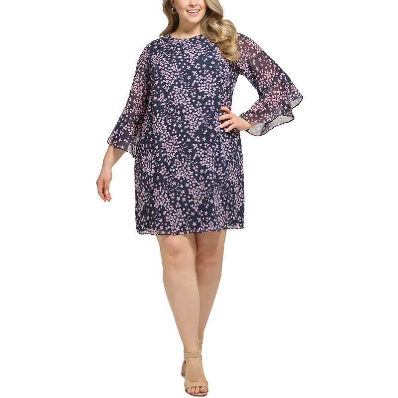 women's petite dressesJessica Howard Womens Petites Floral Knee-Length Midi Dress