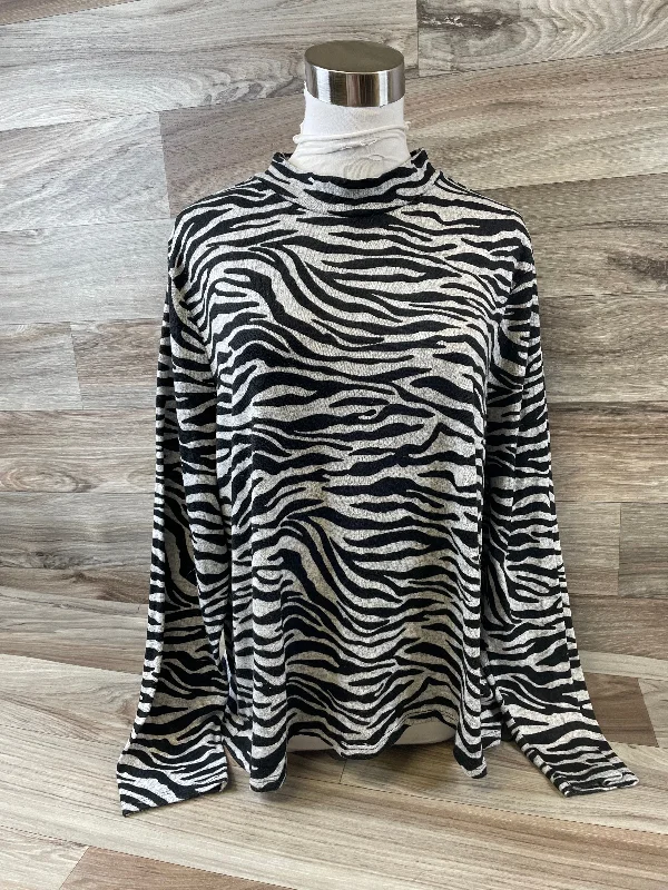 chic women's tops for everyday wearTop Long Sleeve Basic By Eloquii In Zebra Print, Size: 3x