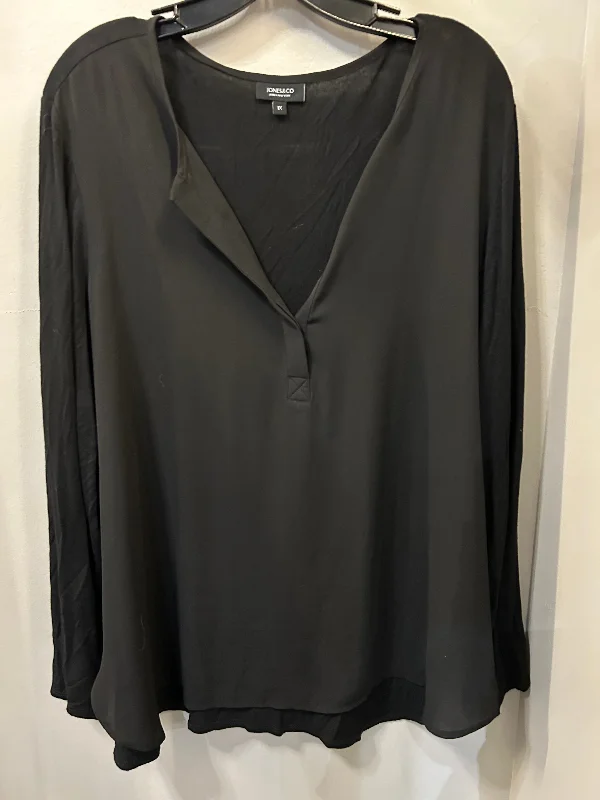 women's tops for those who want to show off their figure in a flattering wayTop Long Sleeve By Jones And Co In Black, Size: 1x