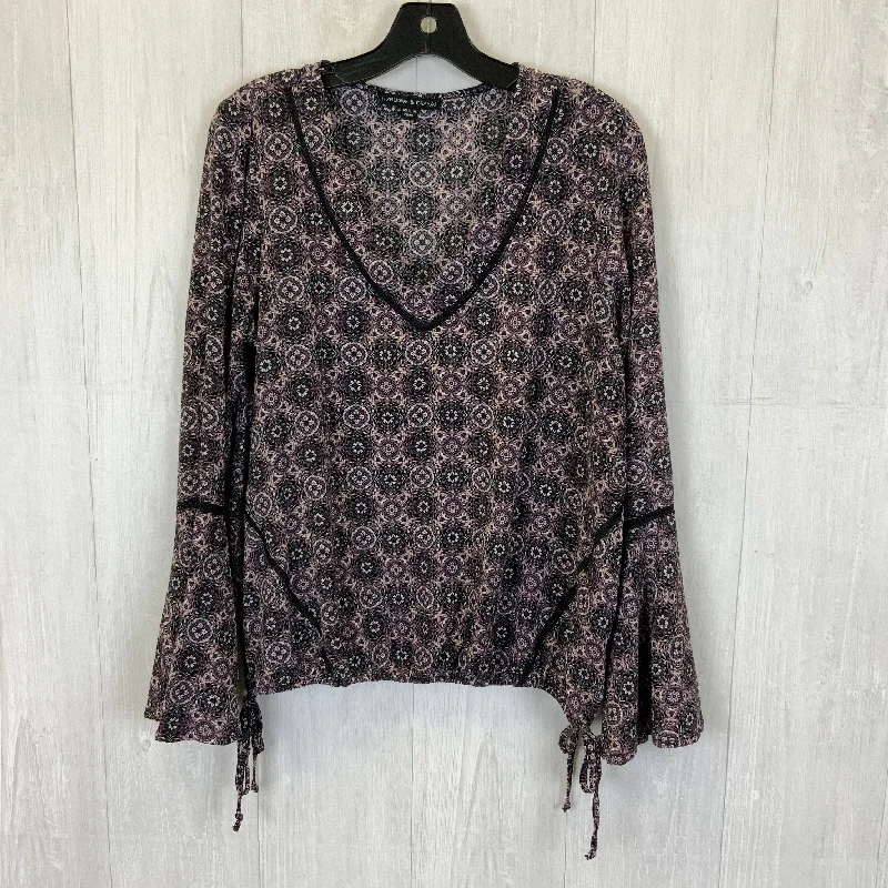 women's tops with sheer overlaysTop Long Sleeve By Harlowe & Graham In Purple, Size: M