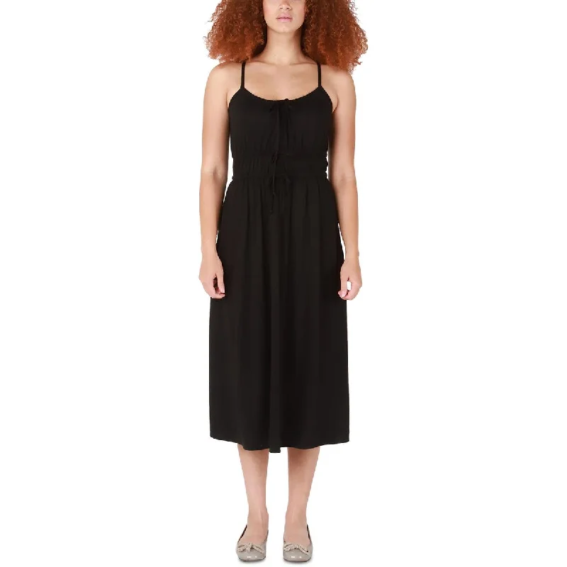 women's velvet dressesBlack Tape_ Womens Drawstring Tie Front Midi Dress