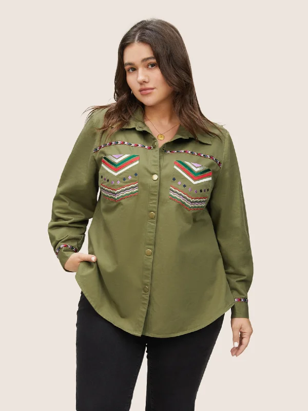 peacoats for womenBandana Embroidered Patched Pocket Jacket