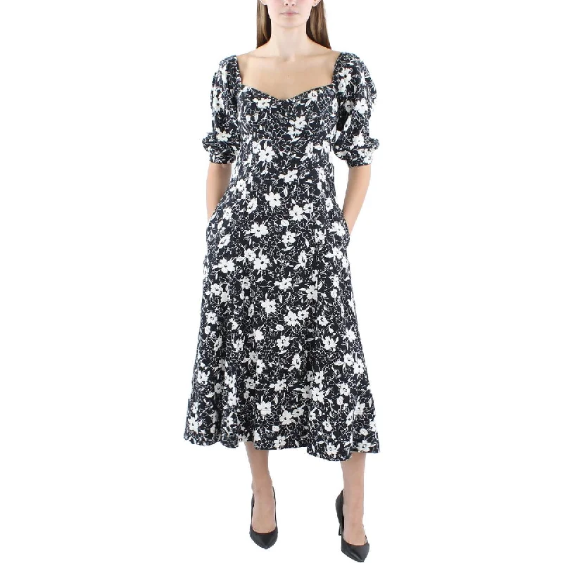 women's lace dressesLauren Ralph Lauren Womens Linen Mid-Calf Midi Dress