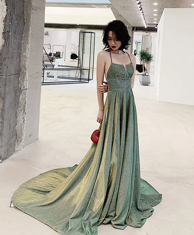 Evening DressUnique Backless Green Long Prom Dress, Green Long Evening Dress