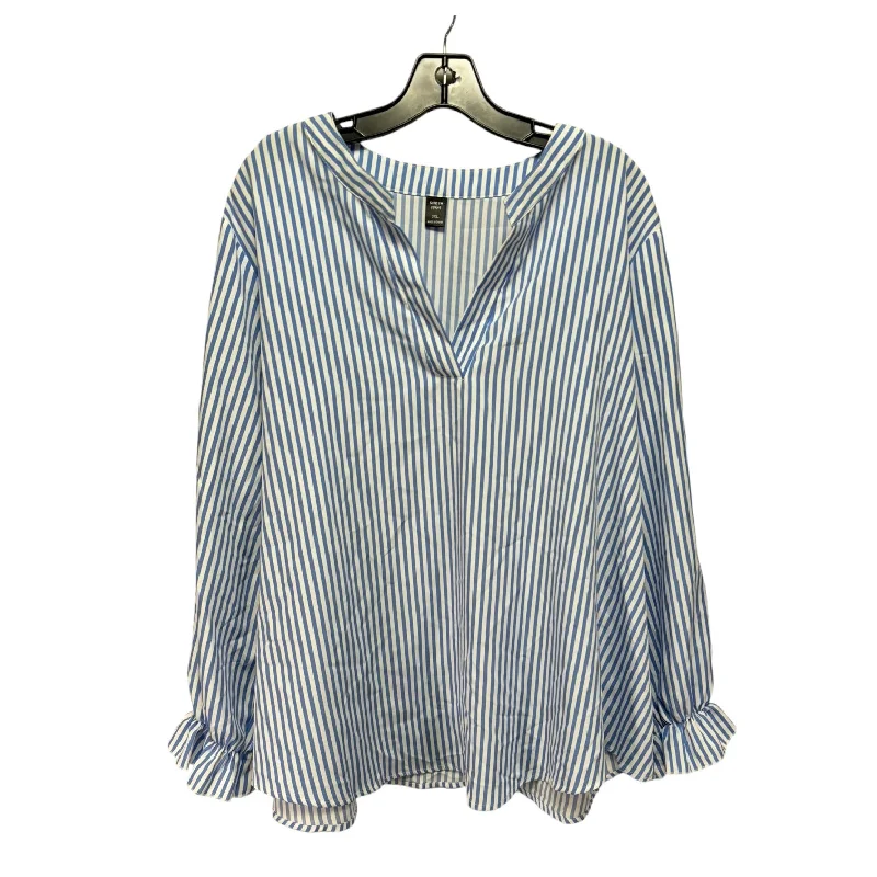 women's tops with asymmetrical designsTop Long Sleeve By Shein In Striped Pattern, Size: 3x