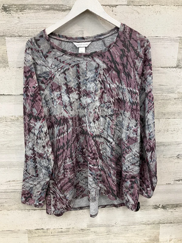 women's tops with sheer overlaysTop Long Sleeve By Christopher And Banks In Purple, Size: Xl