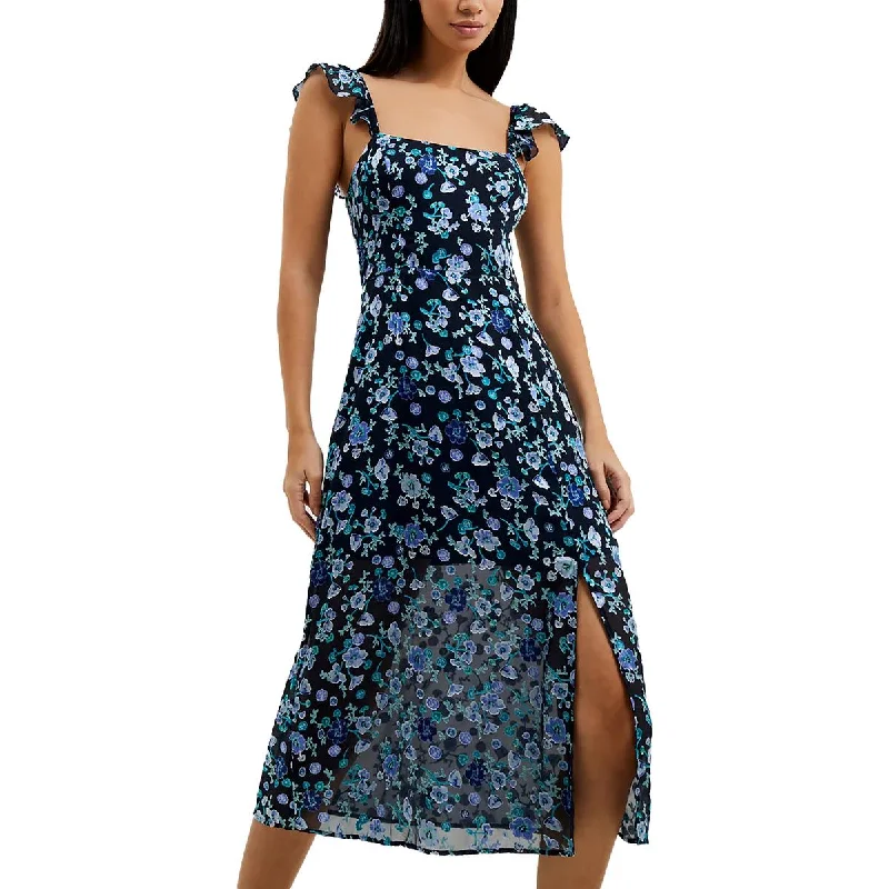 women's sustainable dressesFrench Connection Womens Bette Floral Print Flutter Sleeve Midi Dress