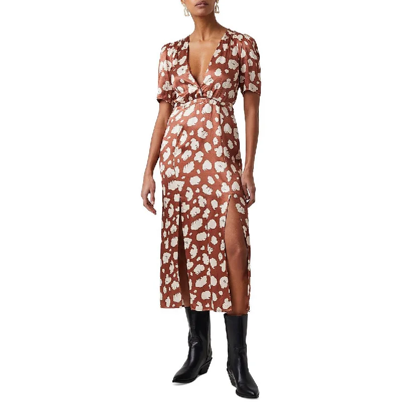 women's stretch dressesFrench Connection Womens Printed Tea Length Midi Dress