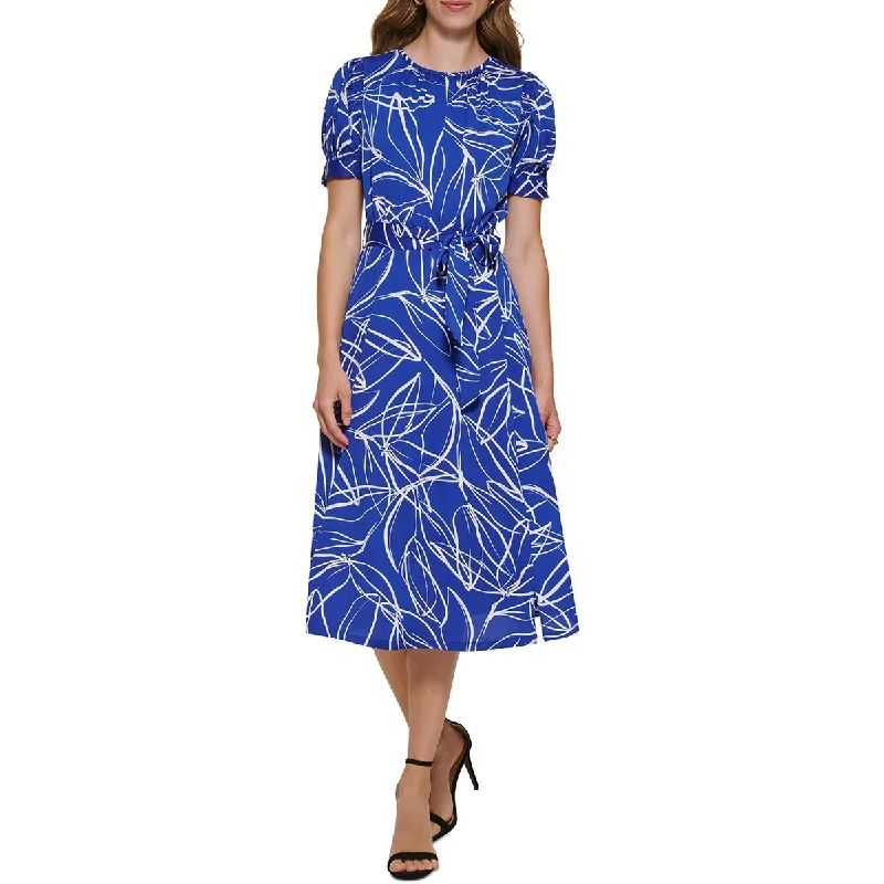 Velvet DressDKNY Womens Puff Sleeve Printed Midi Dress