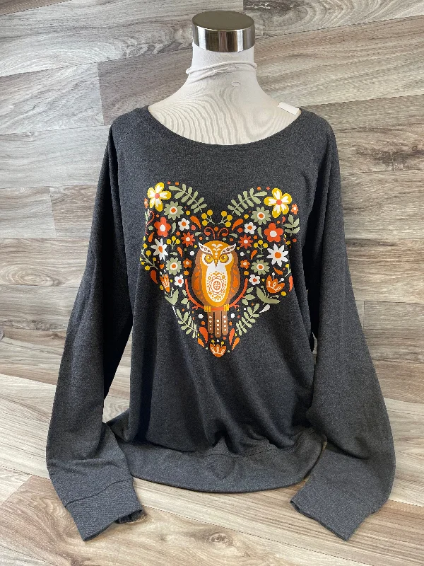 women's tops with geometric patternsTop Long Sleeve By Clothes Mentor In Grey & Orange, Size: Xl