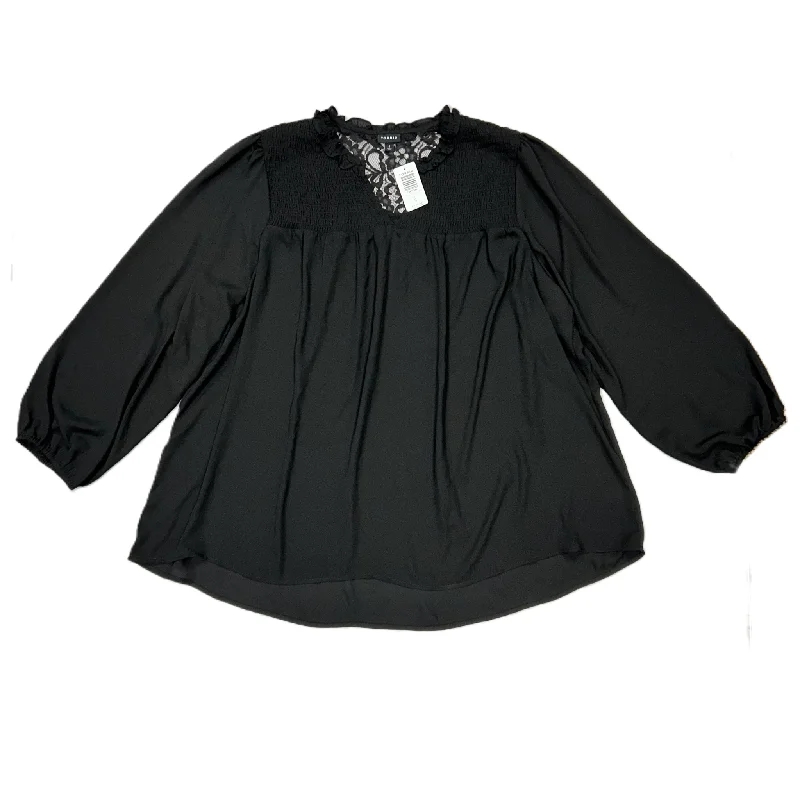 long-sleeved women's topsTop Long Sleeve By Torrid In Black, Size: 4x