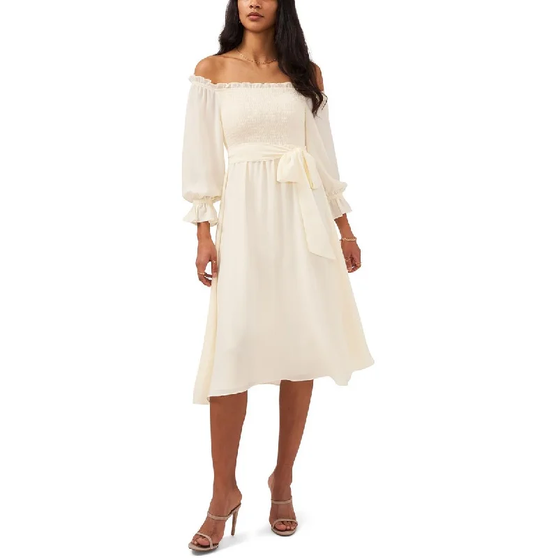 Casual Dress1.State Womens Smocked Belted Midi Dress