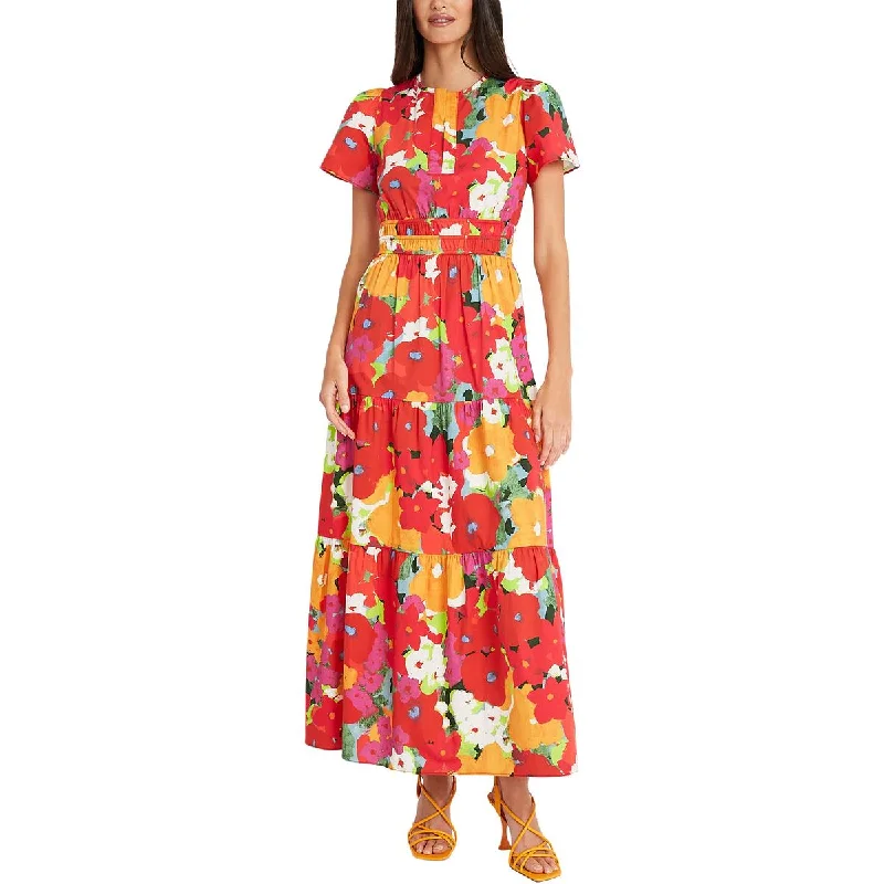 women's long-sleeved dressesMaggy London Womens Floral Print Cotton Midi Dress