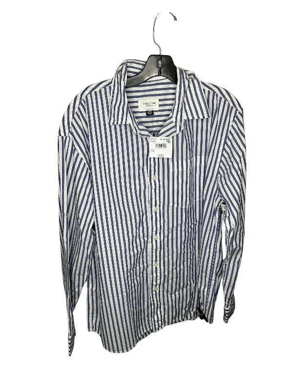 women's tops for those who love to experiment with fashionTop Long Sleeve By American Eagle In Blue & White, Size: M