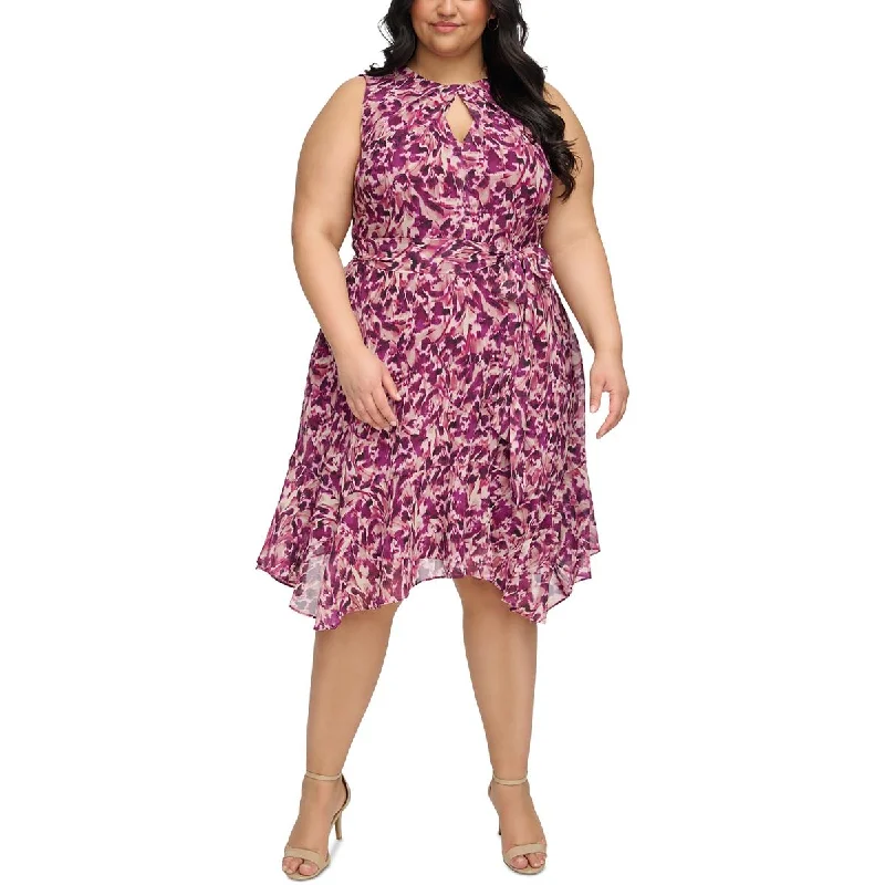 Spaghetti Strap DressJessica Howard Womens Plus Midi Printed Fit & Flare Dress