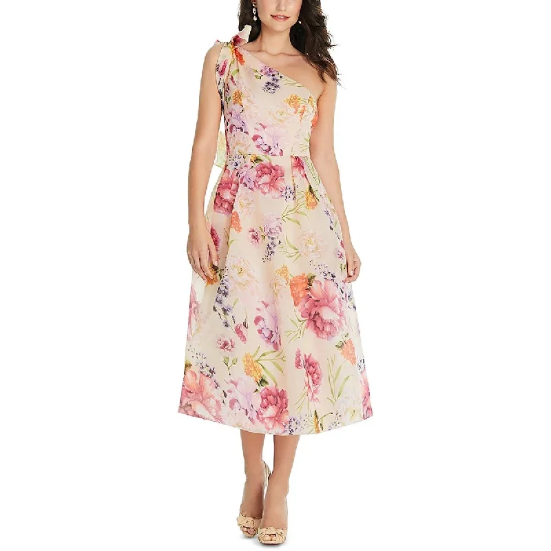 women's lace-up dressesAlfred Sung Womens Floral Print  Midi Dress