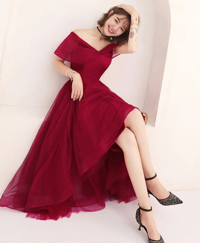 Satin DressSimple Off Shoulder Tulle Prom Dress, Tulle Evening Dress