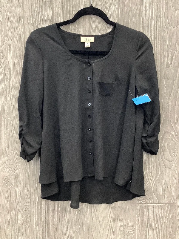 women's tops for those who appreciate subtle and muted tonesTop Long Sleeve By Style And Company In Black, Size: Sp