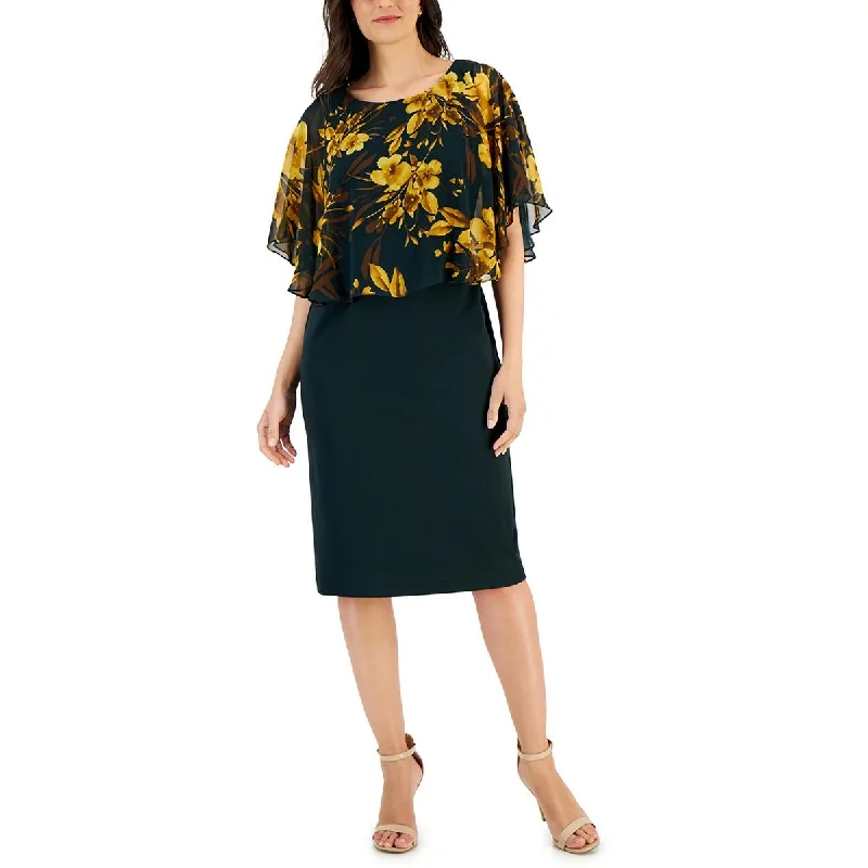 Plus-Size DressConnected Apparel Womens   Crepe Floral Print Midi Dress