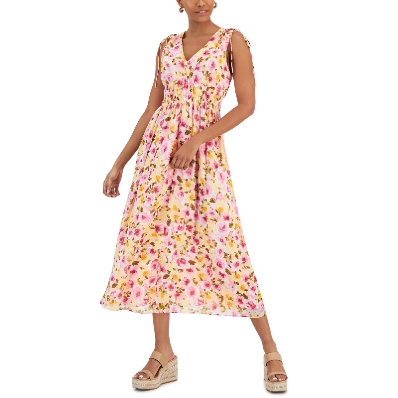 women's ball gown dressesINC Womens Floral Print  Midi Dress