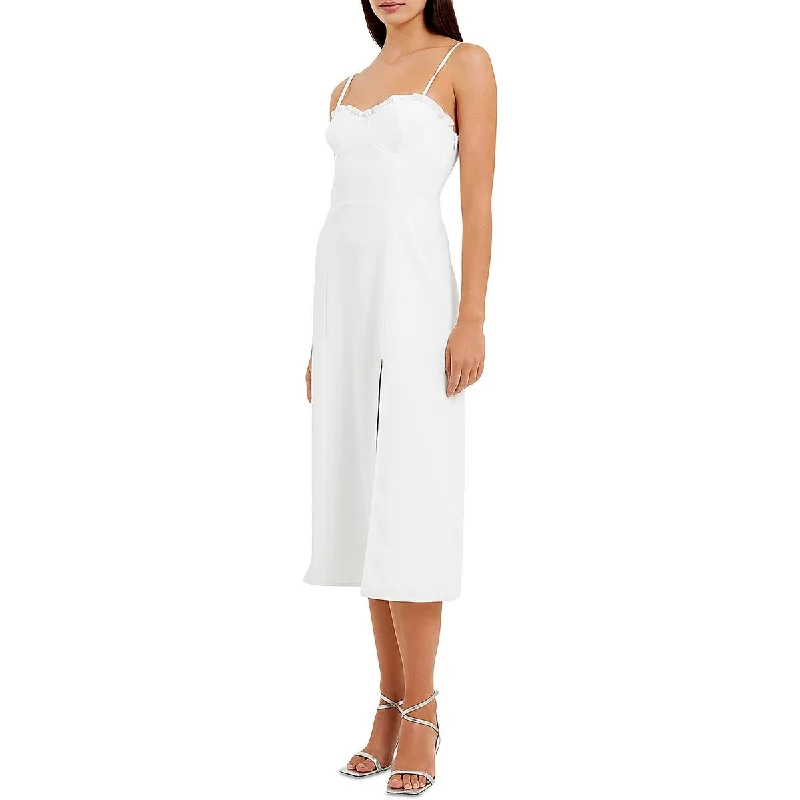 women's unique dressesFrench Connection Womens Echo Ruffled Mid-Calf Midi Dress