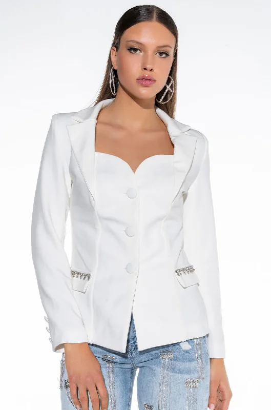 chic women's coats for winterTHAT'S AMORE SWEETHEART NECKLINE BLAZER