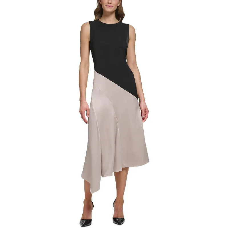 Tiered DressDKNY Womens Colorblock  Midi Dress