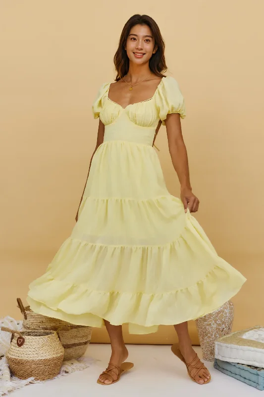 Bell-Sleeve DressSerendipitous Moments Maxi Dress Yellow