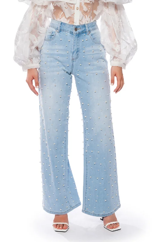 SIT PRETTY EMBELLISHED WIDE LEG JEANS