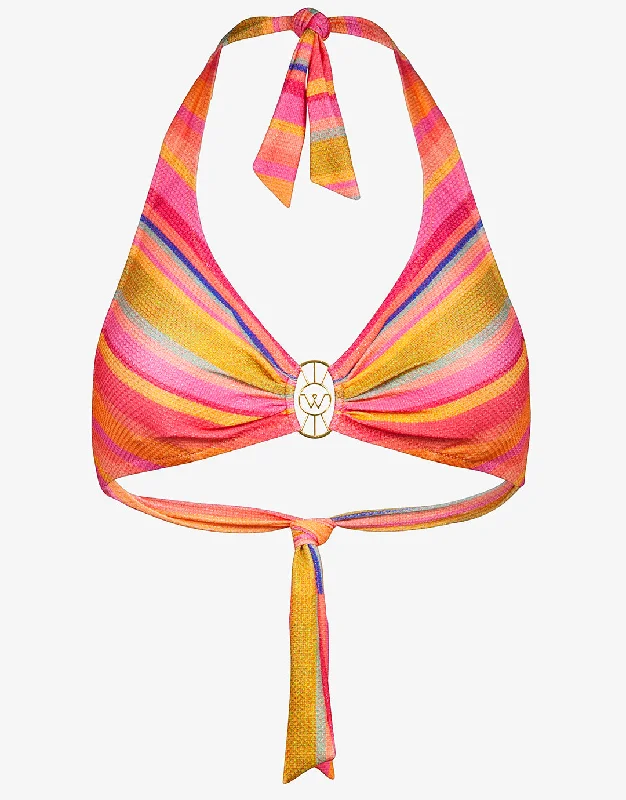 Pool Female SwimwearDopamine Stripe Halter Bikini Top - Dopamine Brights