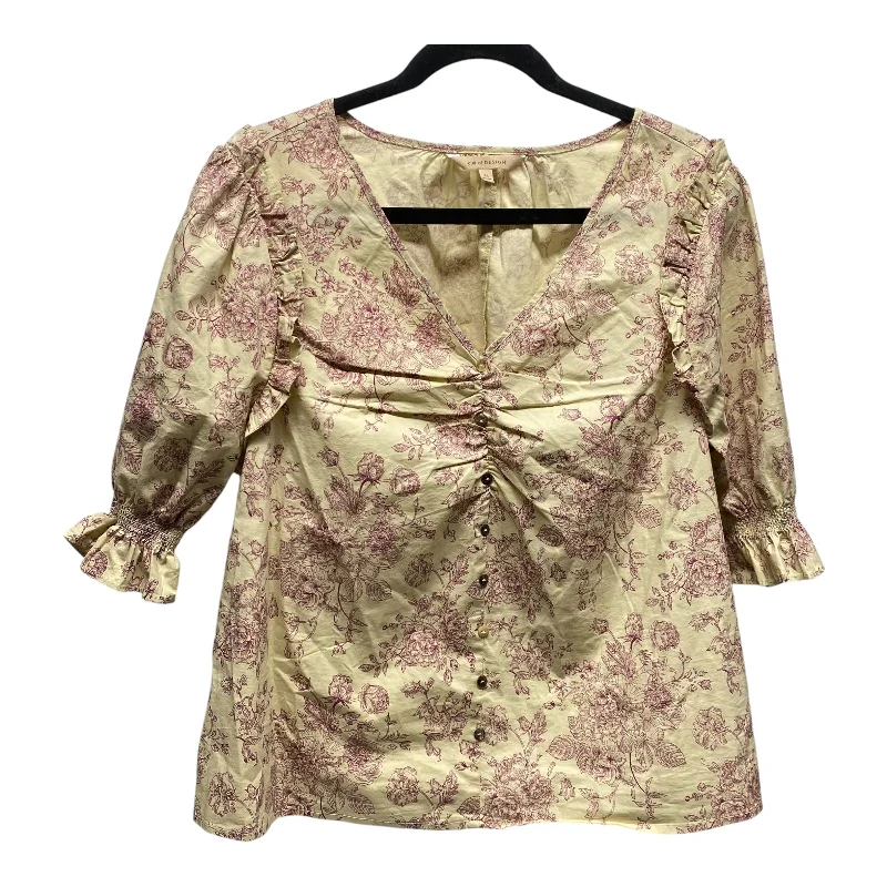 women's tops for relaxed weekendsBlouse 3/4 Sleeve By Clothes Mentor In Pink & Tan, Size: Xl