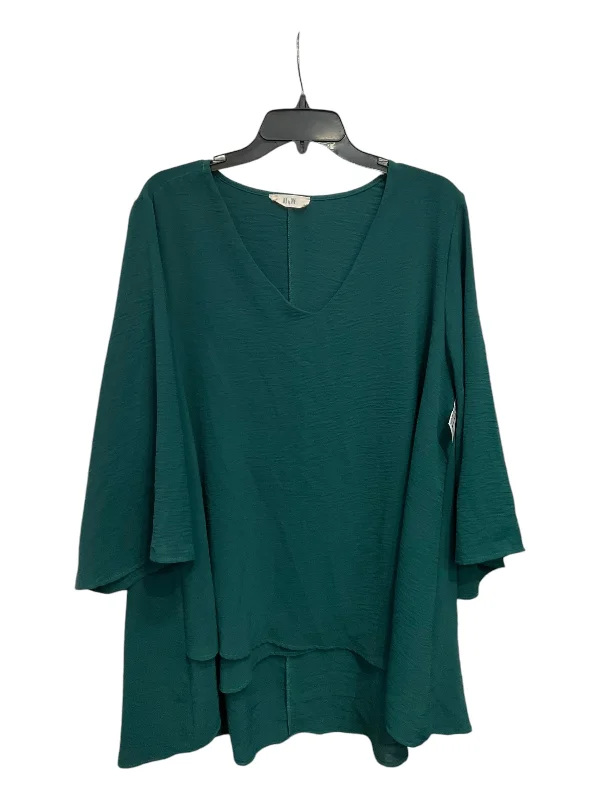 women's tops in solid colorsBlouse 3/4 Sleeve By Clothes Mentor In Green, Size: 3x