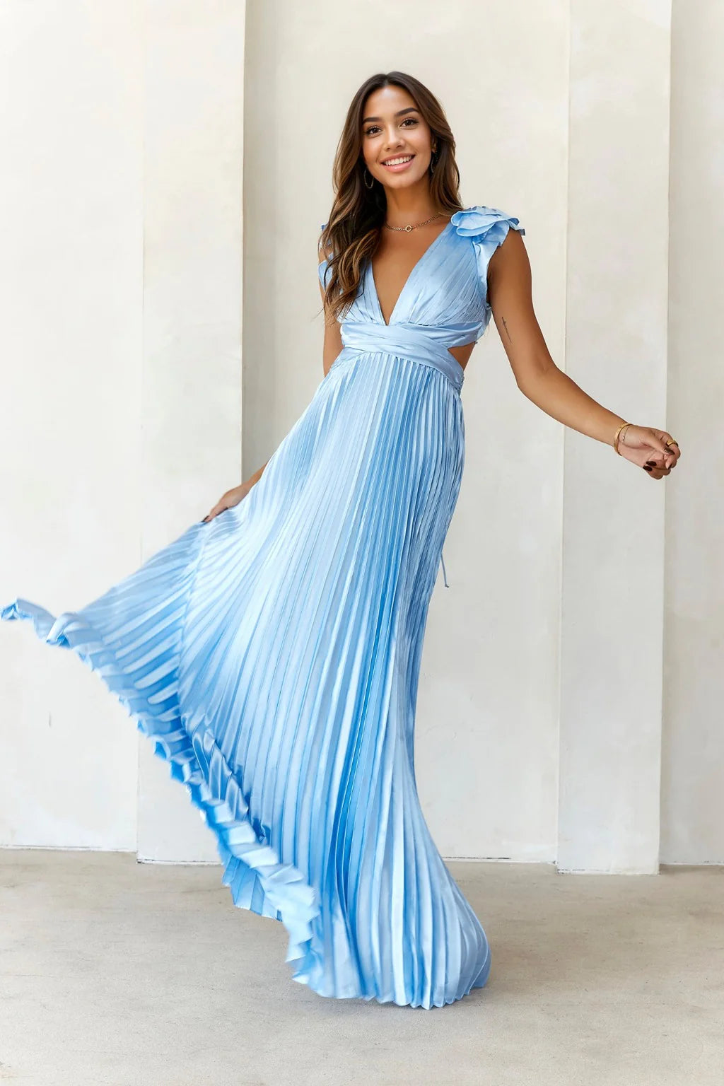 Skater DressBeauty Of Her Satin Maxi Dress Blue