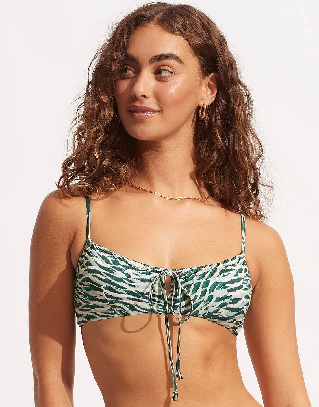 Casual Female SwimwearWild at Heart Drawstring Bralette Bikini Top - Evergreen