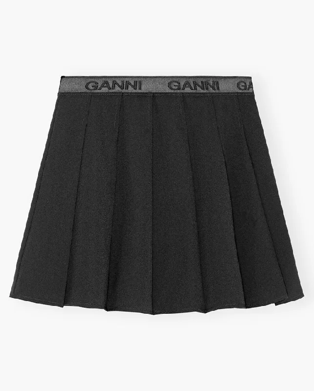 women's minimalist dressesLight Twill Pleated Mini Skirt BLACK