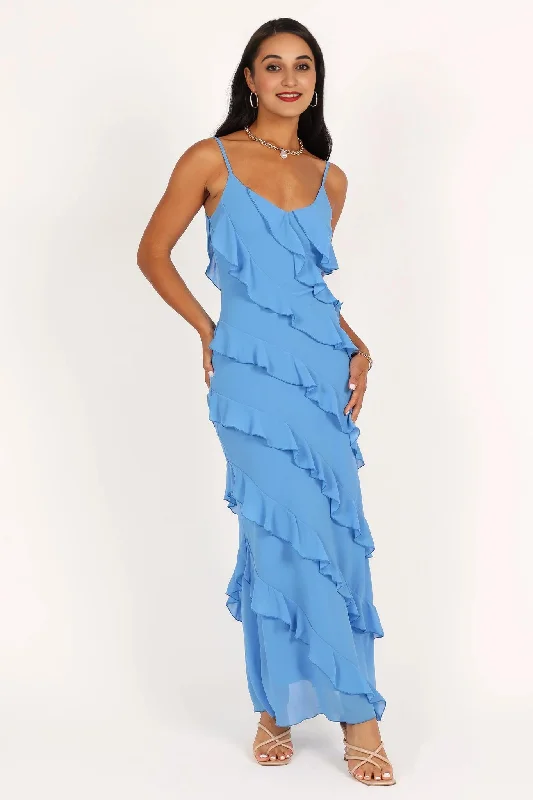 women's short-sleeved dressesCiao Ruffles Maxi Dress - Blue