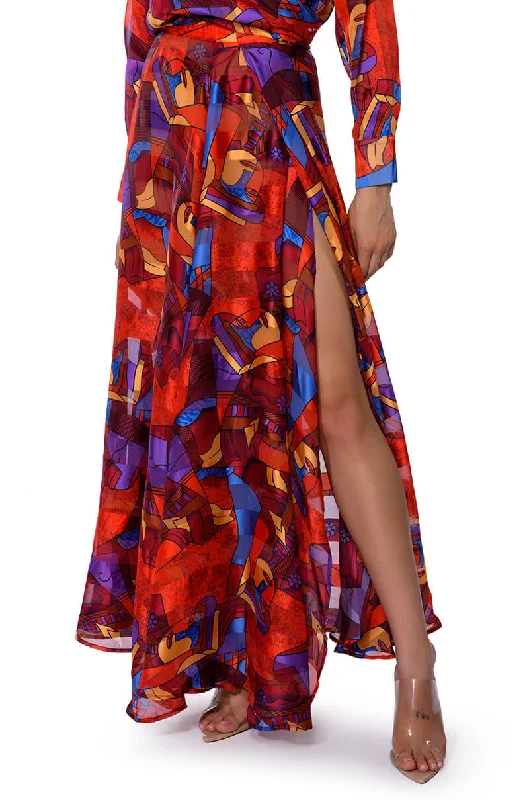 AESTHETIC SCARF PRINT MAXI SKIRT