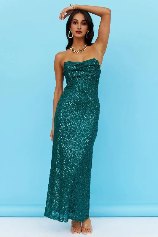 women's casual dressesFinest Words Maxi Dress Green Sequin