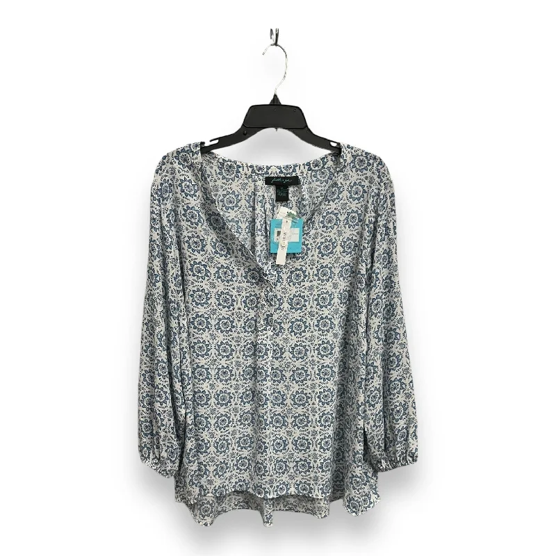 women's tops with lace-up frontsBlouse Long Sleeve By Clothes Mentor In Floral Print, Size: 2x