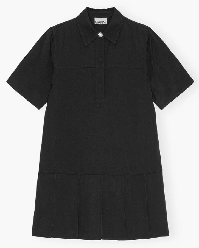 women's everyday dressesViscose Twill Mini Dress BLACK